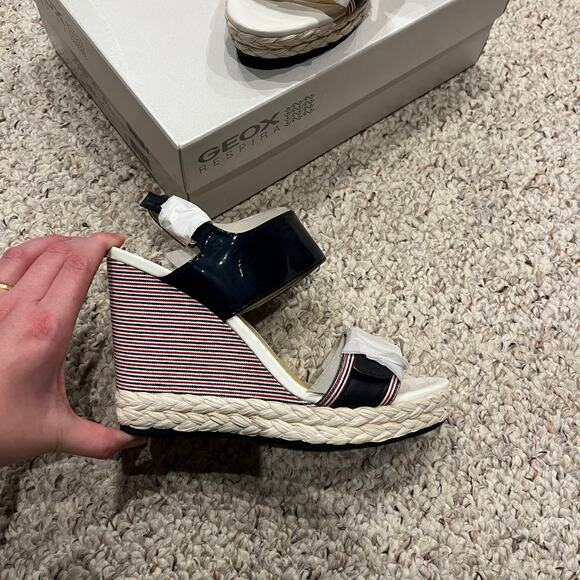 NEW Geox Respira Janira Wedge Espadrille Sandals Sz EU 39 US 9 Americana - Picture 4 of 5